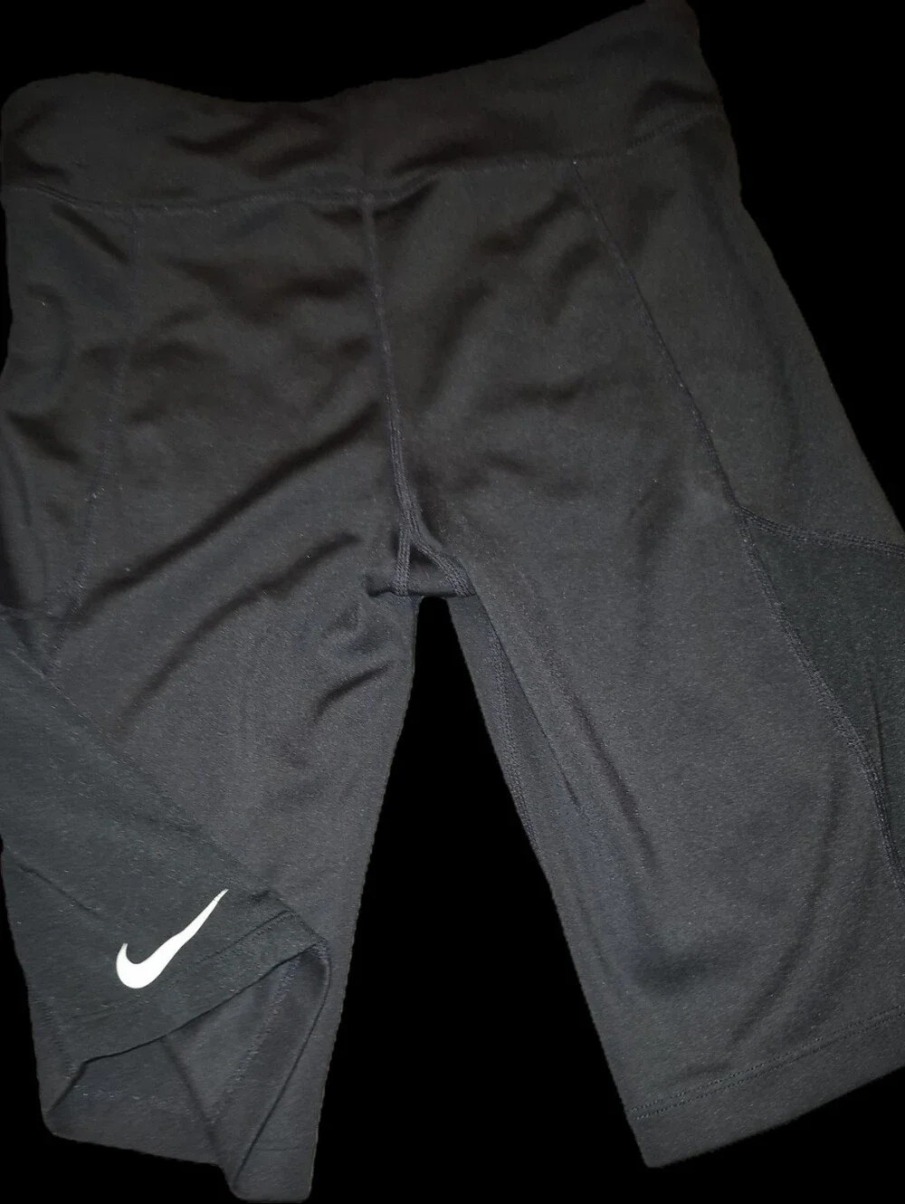 Nike Black Kids Athletic Bike Shorts with White Swoosh